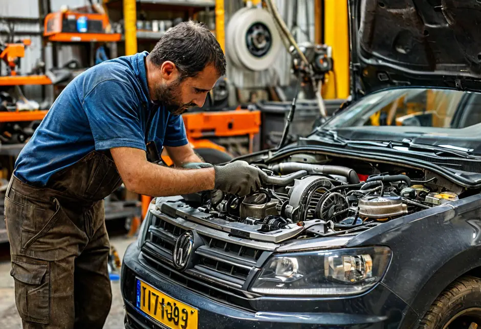 Замена натяжителя ремня с роликами VW Transporter